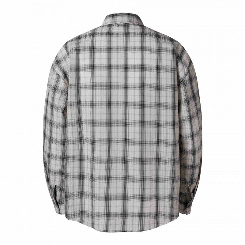 Unisex Oversized Checkered Shirt in Linen Blend with Shirt Collar, Chest Pocket, and Boxy Silhouette Fashion Glam
