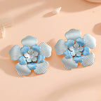 Ladies' flower earrings with intricate design and glossy accents Fashion Glam