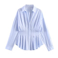Women's tailored pleated blouse with peplum Fashion Glam
