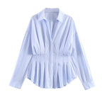 Women's tailored pleated blouse with peplum Fashion Glam