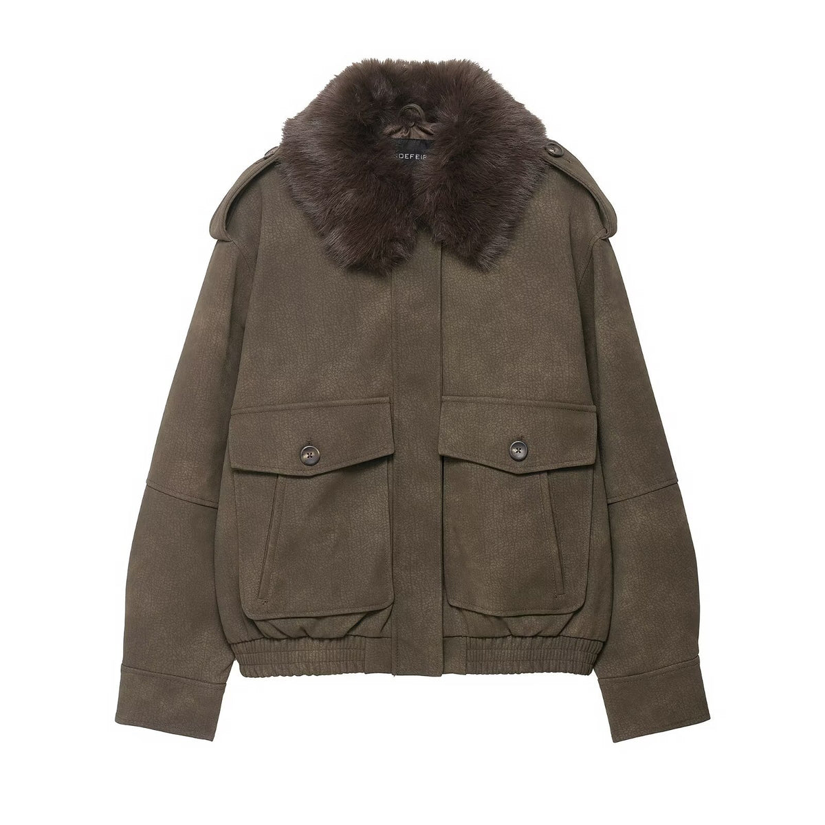 Women's short jacket in pilot bomber style with faux fur shawl collar Fashion Glam
