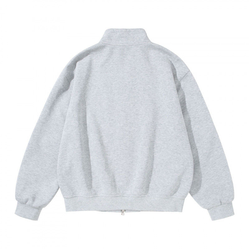 Unisex sweatshirt jacket with stand-up collar, oversized fit and round in-seam pockets Fashion Glam