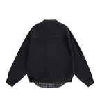 Men's Oversized College-Style Sweat Jacket with Concealed Snap Button Placket and Checked Lining Fashion Glam