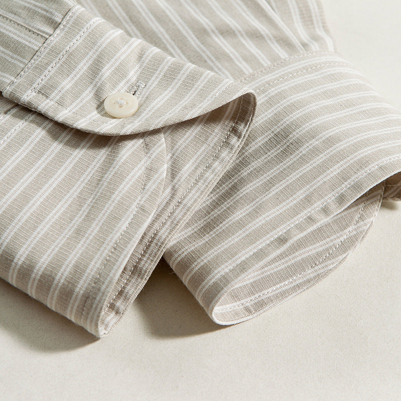 Men's Oversized Striped Shirt with Button Collar and Chest Pocket Fashion Glam