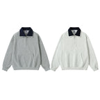 Unisex Oversize Half-zip Sweatshirt with contrasting Kent collar, kangaroo pocket, and ribbed cuffs Fashion Glam