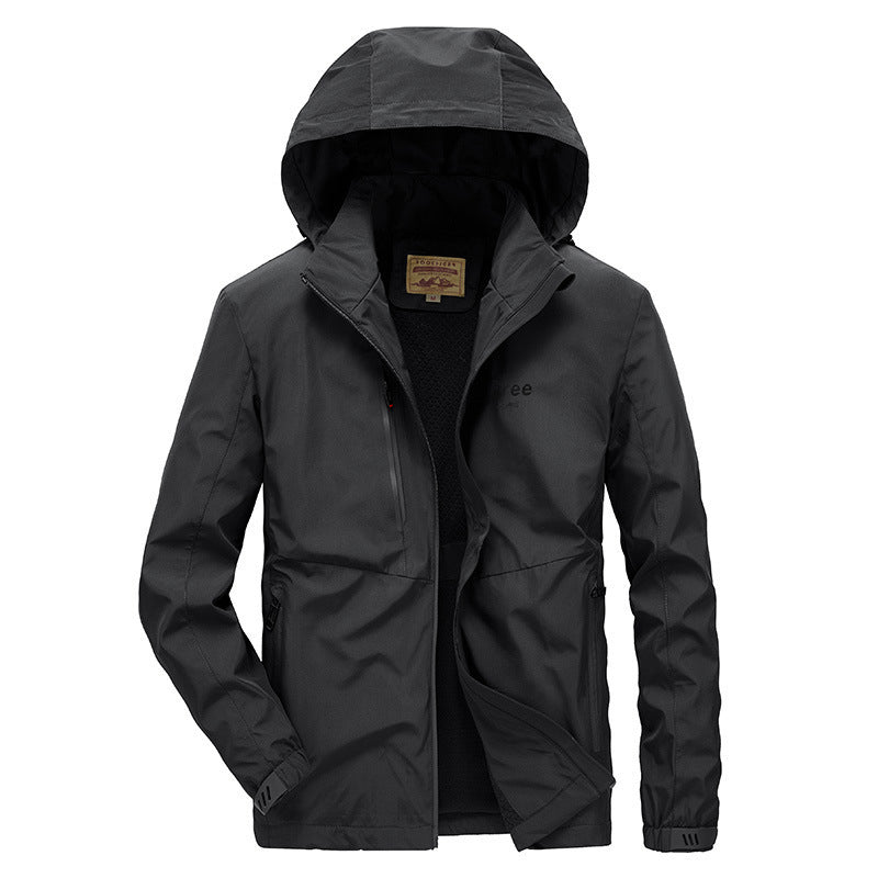 Men's Waterproof Softshell Jacket with Hood and Fleece Lining, Windproof and Breathable Fashion Glam
