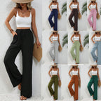 Women's Light Palazzo Pants with Elastic Waistband, Drawstring, and Side Pockets Fashion Glam