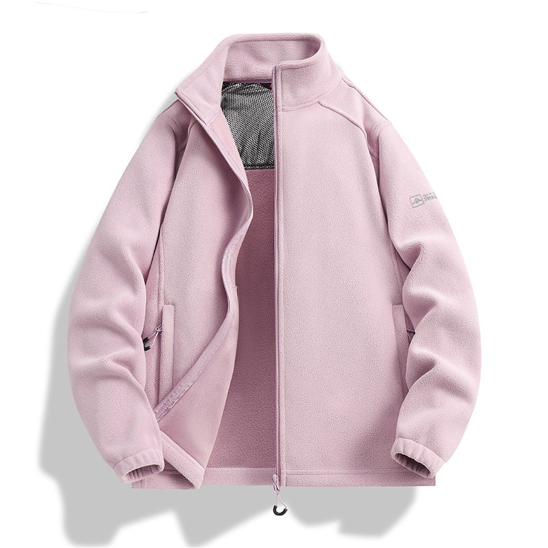 Men's fleece jacket with stand-up collar, wind-resistant microfleece and zippered pockets Fashion Glam