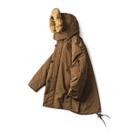 Men's Quilted Parka in Fish Tail Cut with Detachable Faux Fur Hood and Thermal Lining Fashion Glam