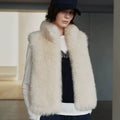 Ladies Sleeveless Teddy Faux Fur Vest with Dense High Pile and Stand-up Collar Fashion Glam