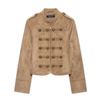 Women's short jacket in military style with stand-up collar and decorative button detail Fashion Glam