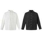 Men's Lightweight Linen Blend Shirt with Fine Stripes and Kent Collar Fashion Glam