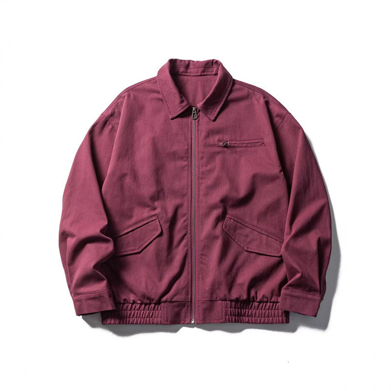 Men's Oversized Work Jacket with Full Zip, Chest Zip and Elastic Hem Band Fashion Glam