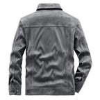 Men's suede trucker jacket with snap buttons and contrast stitching Fashion Glam