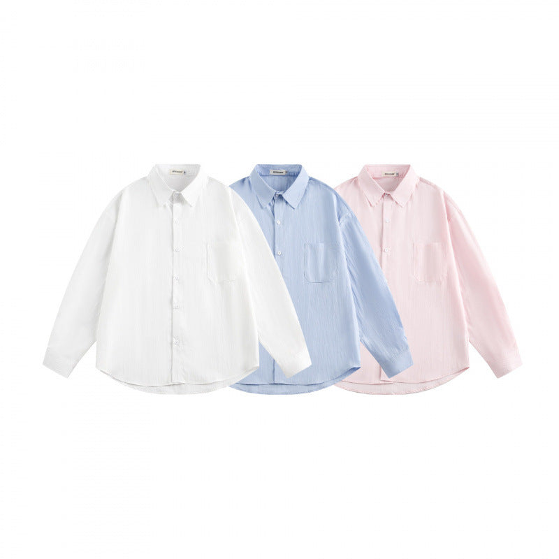 Unisex Oversize Lightweight Structured Cotton Shirt with Chest Pocket and Rounded Hem Fashion Glam