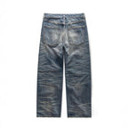 Men's loose vintage jeans with high waist and pronounced used wash Fashion Glam