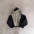 Men's padded hoodie with checked lining and full zip Fashion Glam