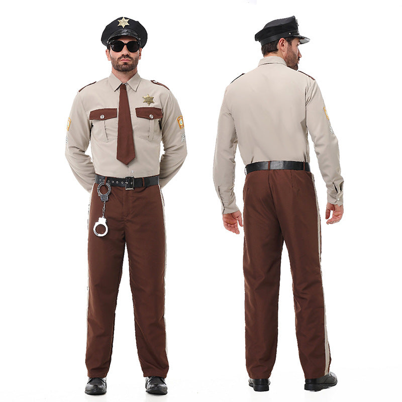 Men's police costume with decorative uniform and accessories Fashion Glam
