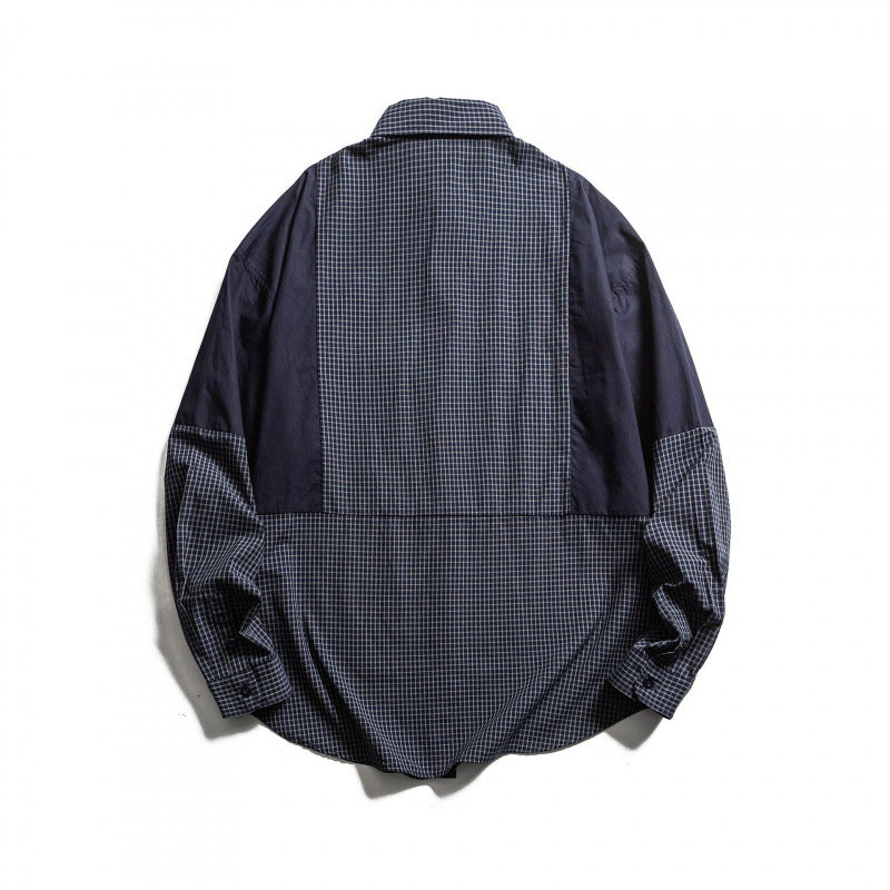Men's Patchwork Overshirt in Check Mix with Contrast Panels Fashion Glam