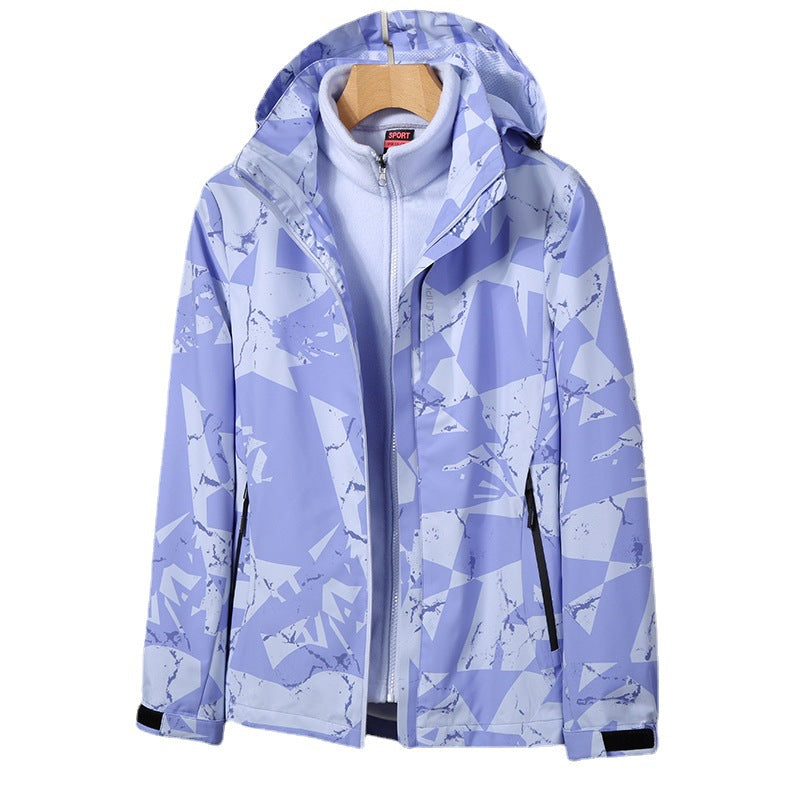 Women's two-layer softshell jacket with removable fleece inner jacket and hood Fashion Glam