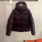 Women's short cut oversized quilted jacket with high collar and hood Fashion Glam