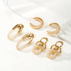 Ladies Hanging Earrings with Innovative, Gold-colored Design Fashion Glam