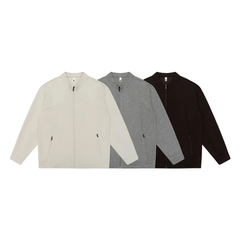 Unisex Minimalistic Oversized Zip Jacket with Stand Collar and Concealed Zipper Pockets Fashion Glam