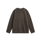 Unisex fine knit Henley pullover with raglan sleeves and half placket Fashion Glam