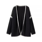 Women's Oversized Cardigan with Contrasting Crochet Edges Fashion Glam