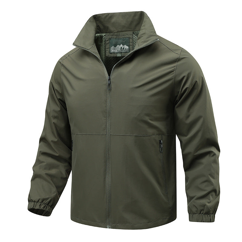 Men's lightweight windproof transitional jacket with high collar and zipper Fashion Glam