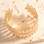 Women Open Bangle in Elegant Leaf Design Fashion Glam