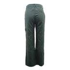 Women's High-Waisted Cargo Palazzo Pants with Seam Segments and Side Flap Pocket Fashion Glam