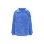 Women Fluffy Oversized Sherpa Pullover with Half Zip and Kangaroo Pockets Fashion Glam