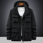 Men's Mult functional Utility Field Jacket with Hood, Multiple Pockets and Ripstop Outer Material Fashion Glam