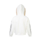 Unisex Oversize hoodie jacket with faux fur trim, zipper and graphic sleeves Fashion Glam