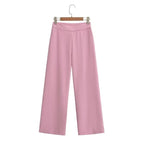 Women's Two-Piece Longline Blazer and High-Waist Pants Set with Fitted Vest Fashion Glam