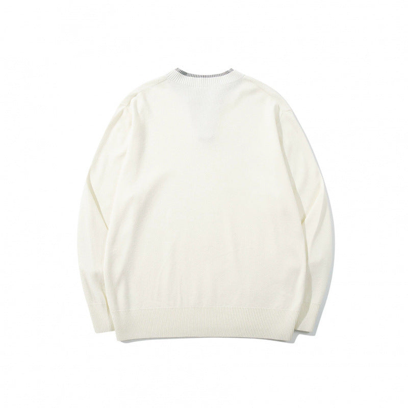 Unisex knit sweater with Henley button placket, contrast collar and boxy cut Fashion Glam