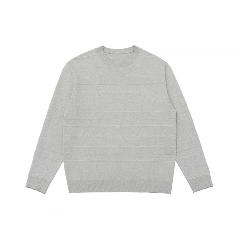 Unisex fine knit pullover with fine structured stripes, round neck and slightly oversized cut Fashion Glam