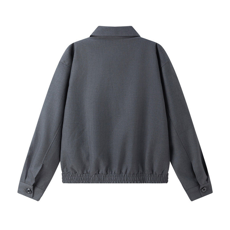 Unisex Lightweight Transition Blouson Jacket with Shirt Collar, Two-Way Zipper and Elastic Hem Fashion Glam