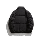 Unisex Oversized padded quilted jacket with high stand collar, large flap pockets and crinkle effect Fashion Glam
