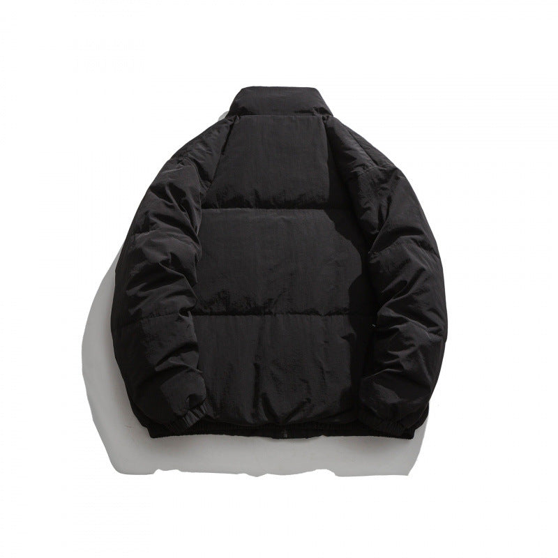 Unisex Oversized padded quilted jacket with high stand collar, large flap pockets and crinkle effect Fashion Glam