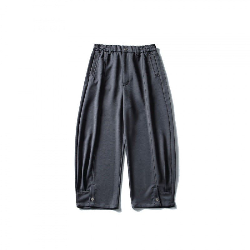 Men's loose ankle-length pleated pants with elastic waistband and adjustable hem Fashion Glam