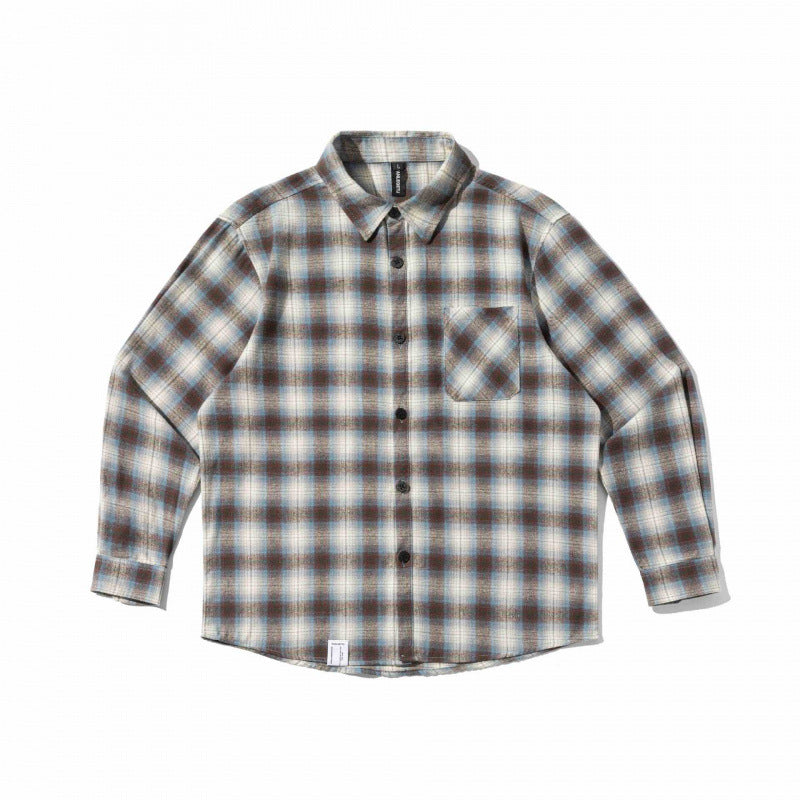 Unisex Boxy Checkered Flannel Overshirt with Patch Chest Pocket Fashion Glam