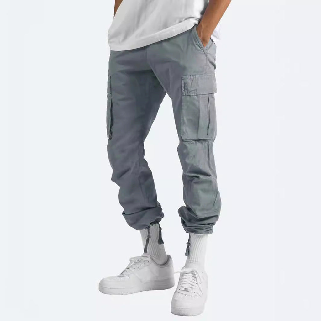 Men's casual cotton cargo pants with multi-pockets and adjustable hem Fashion Glam