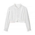 Women's Cropped Lace Bolero Blouse with Stand Collar and Eyelet Embroidery Fashion Glam