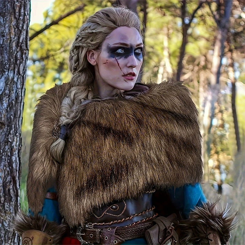 Ladies' shoulder stole made of faux fur in a rustic fur look with leather strap Fashion Glam