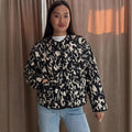 Women Padded Quilted Jacket with Abstract Leopard Print, Boxy Silhouette and Patch Pockets Fashion Glam