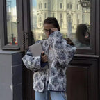 Women's quilted kimono wrap jacket with tie belt and oriental paisley pattern Fashion Glam