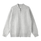 Unisex locker-cut fine-knit zip jacket with two-way zipper and ribbed cuffs Fashion Glam