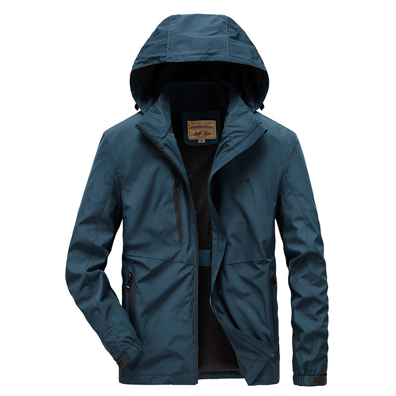 Men's Waterproof Softshell Jacket with Hood and Fleece Lining, Windproof and Breathable Fashion Glam